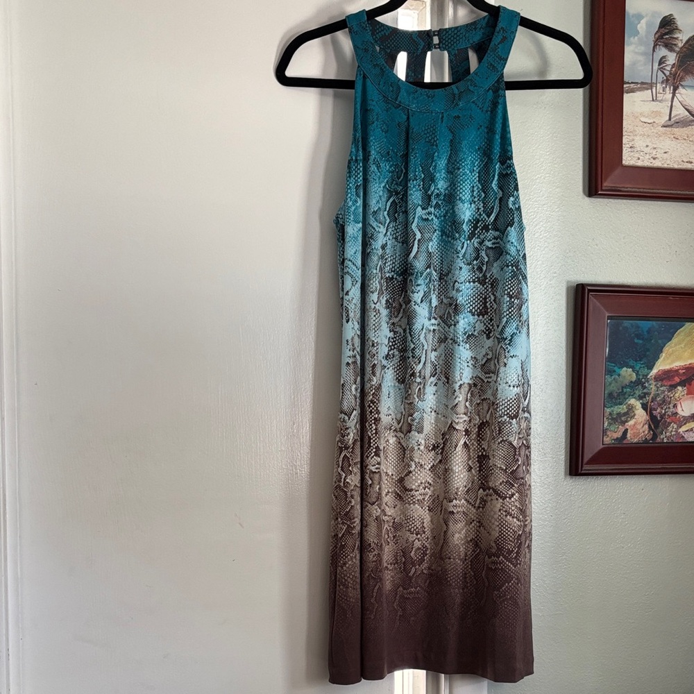 White House Black Market Blue Sheath Halter Midi Dress